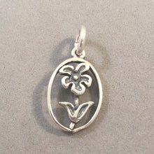 Load image into Gallery viewer, Sale! FLOWER IN OVAL .925 Sterling Silver 3-D Charm Pendant Flower Garden Nature SL70Q