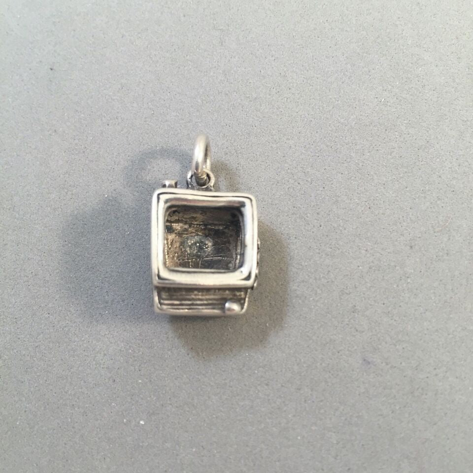 Sale! TUBE TV .925 Sterling Silver 3-D Charm Pendant Home Television SL21