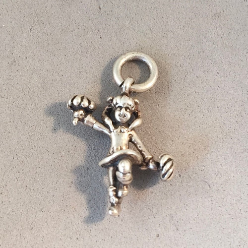 Sale! CHEERLEADER With Pom Pom's .925 Sterling Silver 3-D Charm Pendant Sports Cheer Squad SL81D