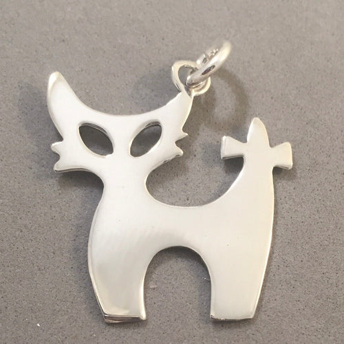 Sale! CAT Cut out Eyes Large .925 Sterling Silver 3-D Charm Pendant Kitten Kitty Pet Halloween SL10O