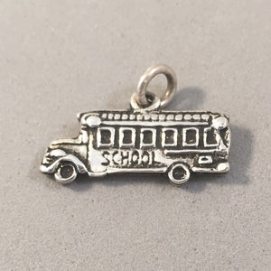 SCHOOL BUS .925 Sterling Silver 3-D Oversized CHARM Pendant School AH02