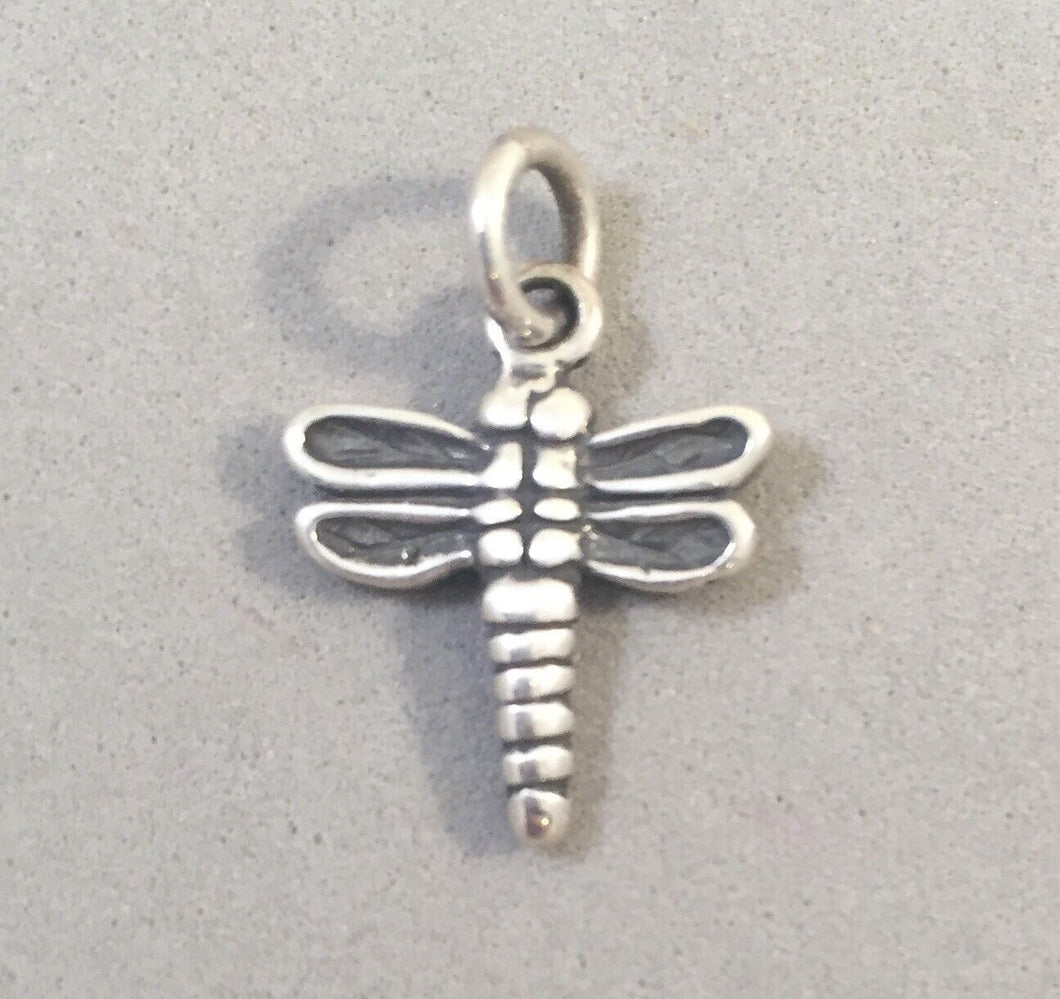 Sale! DRAGONFLY Small Oxidized .925 Sterling Silver Charm Pendant Garden Insect SL16A