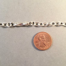Load image into Gallery viewer, CHARM BRACELET Twisted Bar Center .925 Sterling Silver Lobster Clasp Starter Oval Loop Link CB32