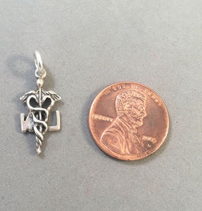 Sale! LPN .925 Sterling Silver Charm Pendant Nurse Medical Symbol Sign Caduceus SL36K