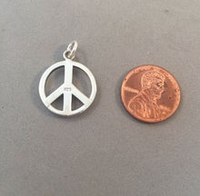 Load image into Gallery viewer, Sale! PEACE SIGN Domed .925 Sterling Silver High Polished Basic Charm Pendant Rounded Symbol SL87H