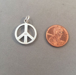 Sale! PEACE SIGN Domed .925 Sterling Silver High Polished Basic Charm Pendant Rounded Symbol SL87H