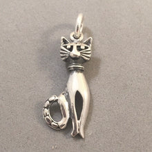 Load image into Gallery viewer, Sale! CAT Tall Skiny .925 Sterling Silver 3-D Charm Pendant Kitten Kitty Pet Halloween SL10L