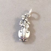 Load image into Gallery viewer, STAND UP BASE .925 Sterling Silver 3-D Charm Pendant Music Jazz Band Orchestra Instrument BE07