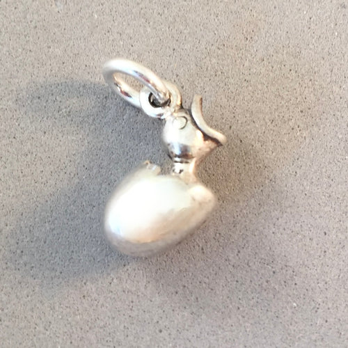 CHICK IN EGG .925 Sterling Silver 3-D Charm Pendant Hatching Eating Birdie CE07