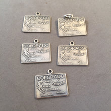 Load image into Gallery viewer, Sale! COLORADO MAP .925 Sterling Silver State Charm Denver Aspen Vail Durango Telluride Travel ST-CO