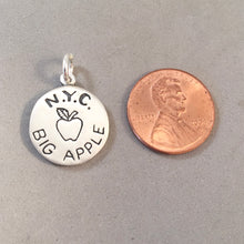 Load image into Gallery viewer, NEW YORK N.Y.C. Big Apple .925 Sterling Silver 3-D Charm Pendant Manhattan City Statue of Liberty BA06