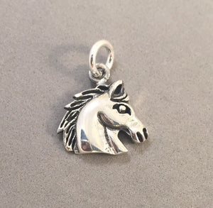 Sale! HORSE HEAD .925 Sterling Silver Charm Pendant Equestrian Cowboy SL47C