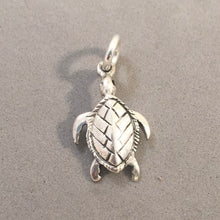 Load image into Gallery viewer, Sale! SEA TURTLE Double Sided .925 Sterling Silver 3-D Charm Pendant Beach Ocean Nautical Swimming Sl77F