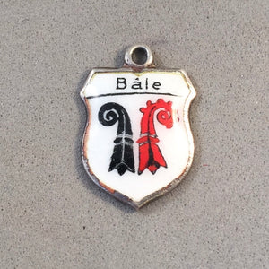 BALE Vintage Travel Shield Enamel Charm Pendant Europe Switzerland VS-42