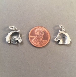 Sale! HORSE HEAD .925 Sterling Silver Charm Pendant Equestrian Cowboy SL47C