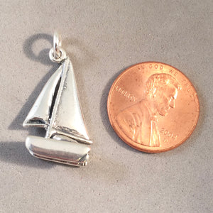 CATAMARAN .925 Sterling Silver Charm Pendant Sailing Boating Boat Ocean HA04