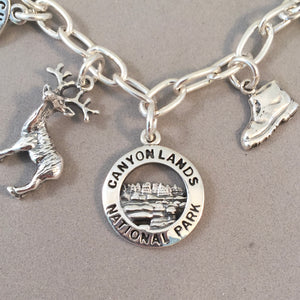 MIGHTY 5 UTAH .925 Sterling Silver Travel Souvenir Charm Bracelet Zion, Bryce, Capitol Reef, Canyonlands, Arches BRM5