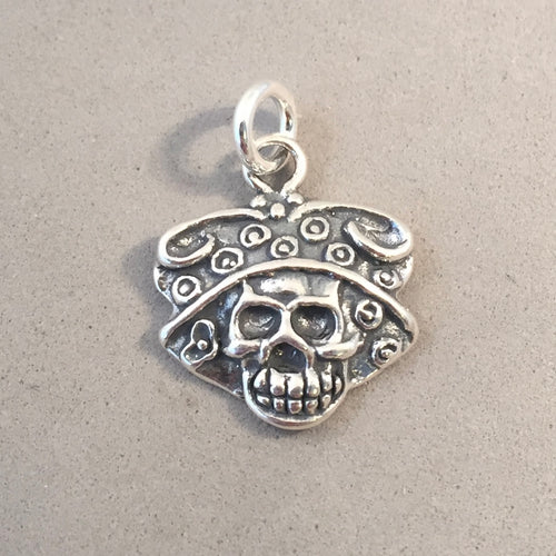 LA CALAVERA CATRINA .925 Sterling Silver Charm Pendant Mexico Day of the Dead Dia de los Muertos FM03