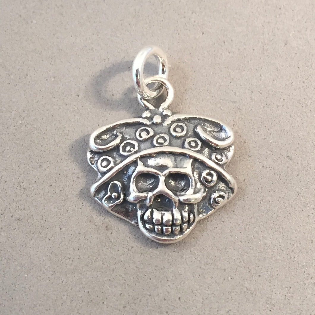 LA CALAVERA CATRINA .925 Sterling Silver Charm Pendant Mexico Day of the Dead Dia de los Muertos FM03