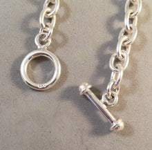 Load image into Gallery viewer, CHARM BRACELET Heavy Oval Toggle Clasp .925 Sterling Silver Starter 6 x 8 mm Thick Loop Link 7"- 9" CB07