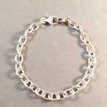Load image into Gallery viewer, CHARM BRACELET Heavy Oval Lobster Clasp .925 Sterling Silver Starter 6 x 8 mm Thick Loop Link 7"- 9" CB08