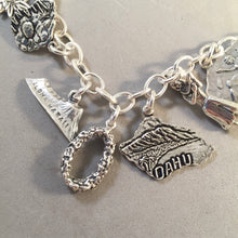 Load image into Gallery viewer, HAWAII MEMORIES .925 Sterling Silver Travel Souvenir Charm Bracelet Oahu Maui Kauai and More!