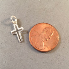 Load image into Gallery viewer, CROSS Tiny Cut Out .925 Sterling Silver Charm Pendant Thin Light Christian Faith Religion CE13