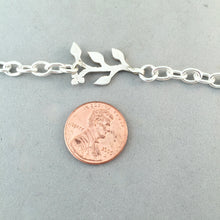 Load image into Gallery viewer, CHARM BRACELET Vine Center .925 Sterling Silver Lobster Clasp Starter Oval Loop Link CB31