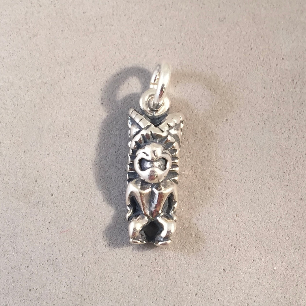 TIKI .925 Sterling Silver Charm Pendant Hawaiian Hawaii Polynesian Statue Figure HA02