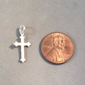 CRUCIFIX Light Budded Cross .925 Sterling Silver Charm Pendant Cross Easter Faith Religion FA40