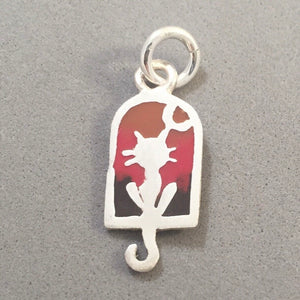 CAT & MOON Kevin-N-Anna Studios Epoxy .950 Sterling Silver Charm Pendant Handmade KA15