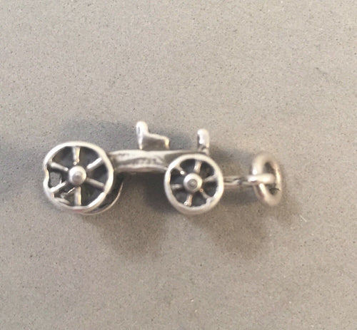 Sale! HORSE DRAWN CART .925 Sterling Silver 3-D Charm Pendant Old West Prairie Trail SL03B