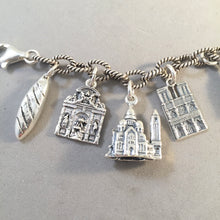 Load image into Gallery viewer, PARIS MEMORIES .925 Sterling Silver Travel Souvenir Charm Bracelet Eiffel Tower, Notre Dame, Arc de Triomph and More!