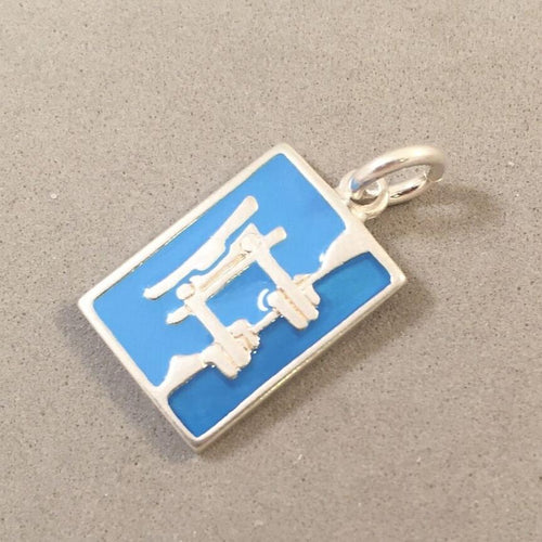 Sale! TORII GATE POSTCARD Enamel .925 Sterling Silver Charm Pendant Japan Japanese Temple Shinto Shrine Asia SL54K