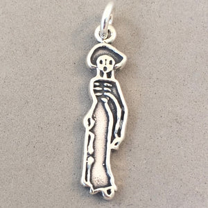 DIA DE LOS MUERTOS WOMAN .925 Sterling Silver Charm Pendant Mexico Day of the Dead FM02