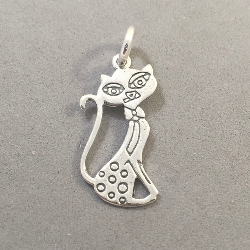 Sale! CAT Cartoon .925 Sterling Silver 3-D Charm Pendant Kitten Kitty Pet Halloween SL10P