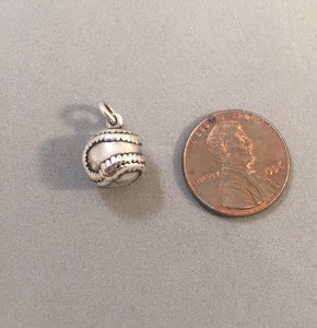 Sale! BASEBALL/SOFTBALL .925 Sterling Silver Heavy 3-D Charm Pendant Player Sports SL29C