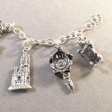 Load image into Gallery viewer, BERLIN MEMORIES .925 Sterling Silver Travel Souvenir Charm Bracelet Brandenburg Gate Freedom Bell Kaiser Wilhelm and More!