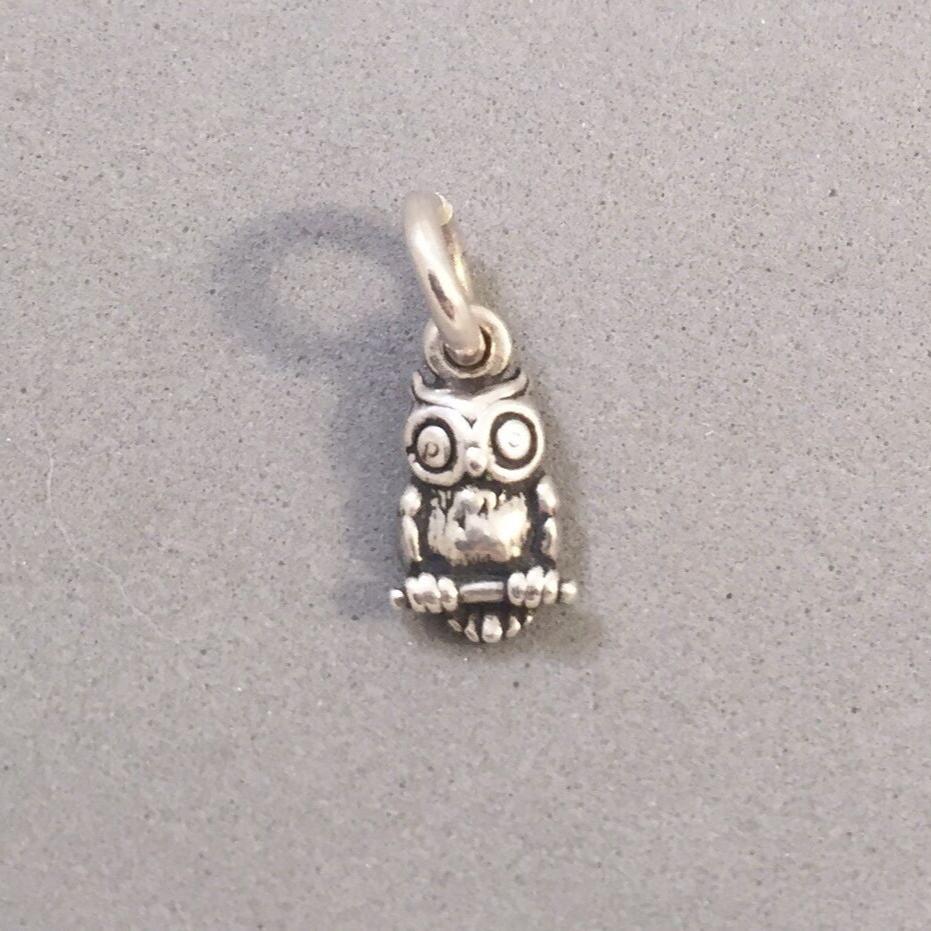 Sale! OWL Tiny .925 Sterling Silver Charm Pendant Bird Detailed Wise SL58B