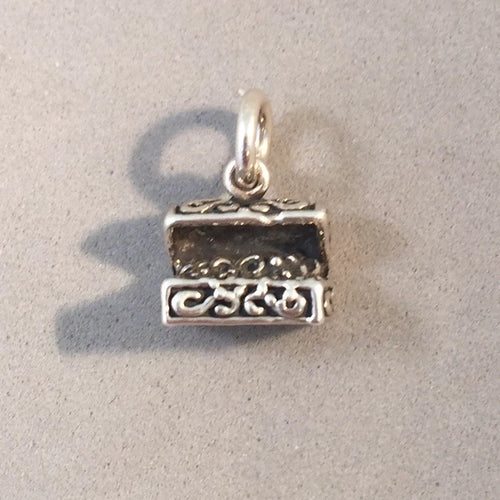 TREASURE CHEST .925 Sterling Silver Small 3-D Charm Pendant BE02