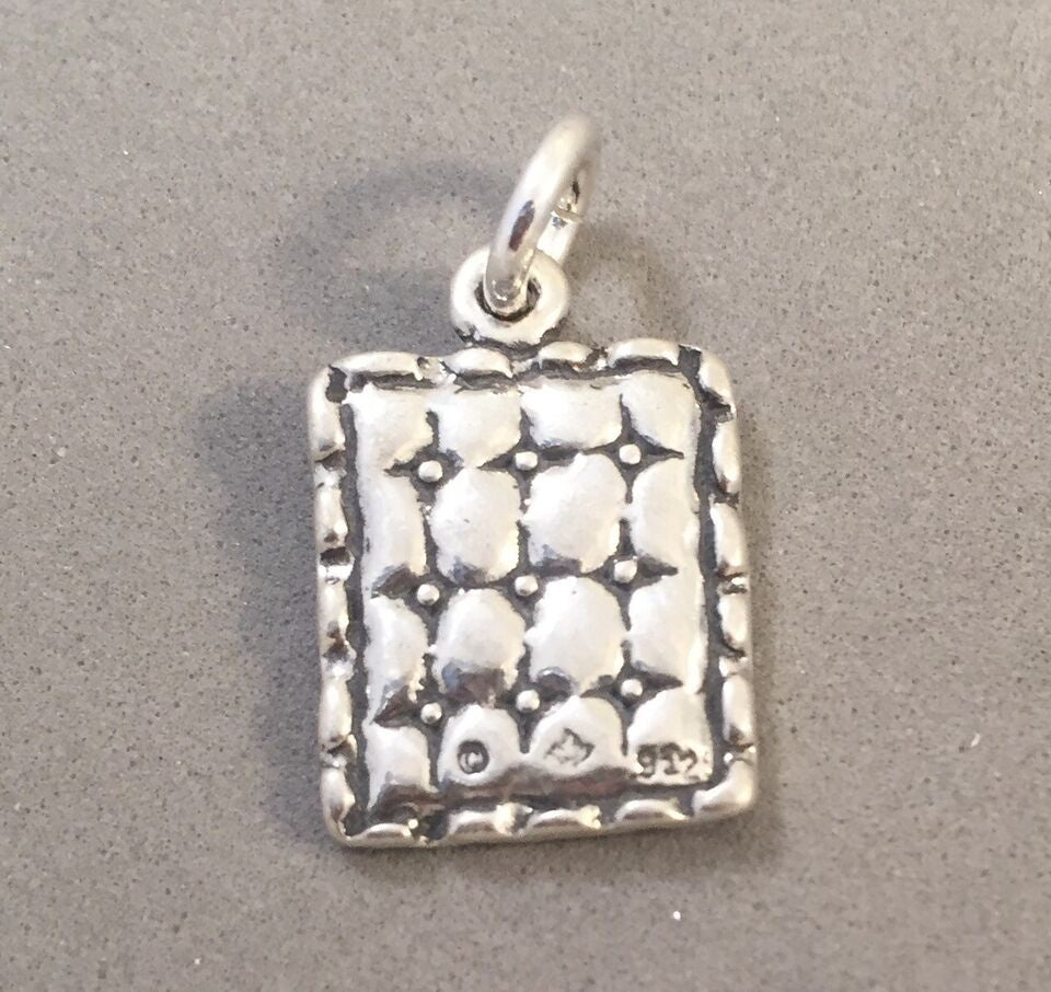 Sale! QUILT .925 Sterling Silver 3-D Charm Pendant Home Blanket SL21N