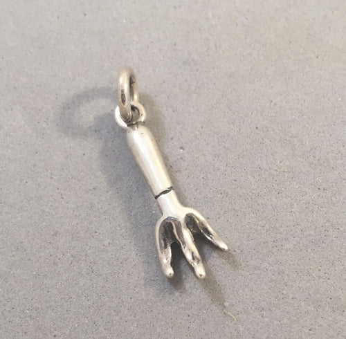 Sale! HAND RAKE .925 Sterling Silver 3-D Charm Tool Gardening SL17F