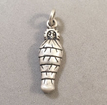 Load image into Gallery viewer, Sale! MUMMY BAG .925 Sterling Silver Small 3-D Charm Pendant Sleeping Bag Camping Papoose SL21P