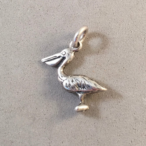 Sale! PELICAN Small .925 Sterling Silver 3-D Charm Pendant Bird Ocean Coast Beach SL48L