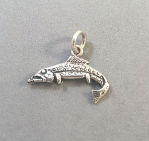 TROUT .925 Sterling Silver 3-D Charm Pendant Fish Rainbow Cutthroat CC16