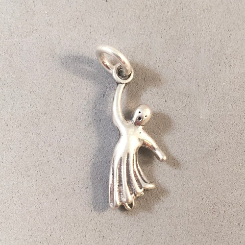 GHOST .925 Sterling Silver 3-D Charm Pendant Halloween HH18