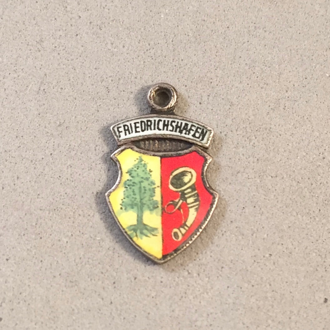 FRIEDRICHSHAFEN Vintage Travel Shield Enamel Charm Pendant Europe Germany VS-15