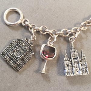 BARCELONA MEMORIES .925 Sterling Silver Travel Souvenir Charm Bracelet La Sagrada, Casa Batallo, Parc Guell Montserrat and More!