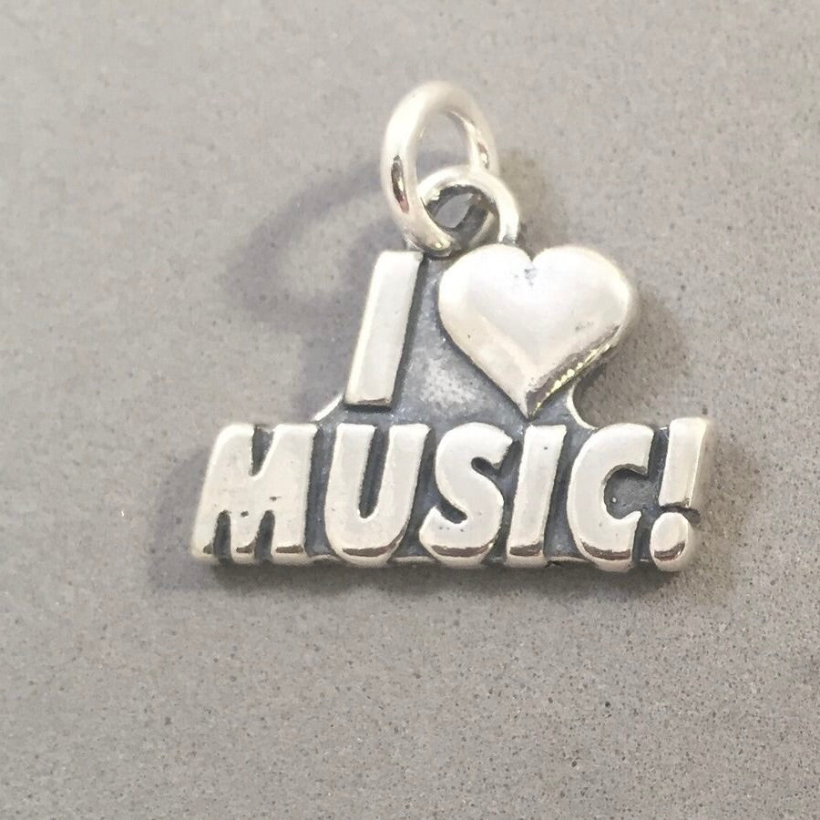 Sale! I HEART MUSIC .925 Sterling Silver Charm Pendant Love Band SL76E