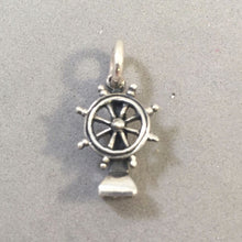 Load image into Gallery viewer, HELM - CAPTAINS WHEEL .925 Sterling Silver 3-D Charm Pendant Sailing Boating Boat Sailboat BV08
